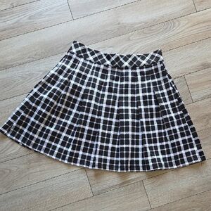 Messini Black and White Plaid Skater Skirt Medium